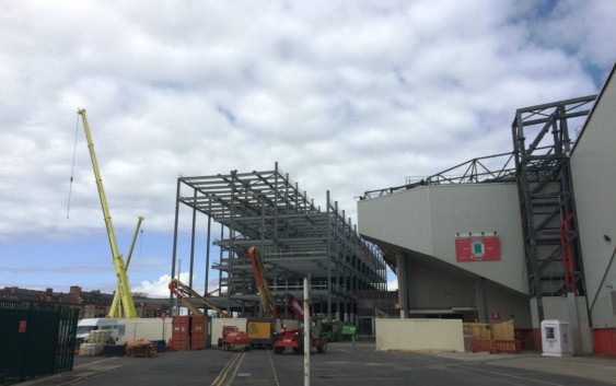 Drone captures latest expansion progress at Anfield